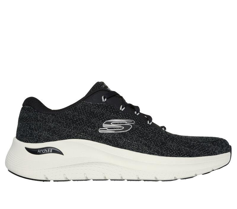 Men's Wide Fit Skechers 232701 Arch Fit 2.0 Road Wave Walking Trainers - Black