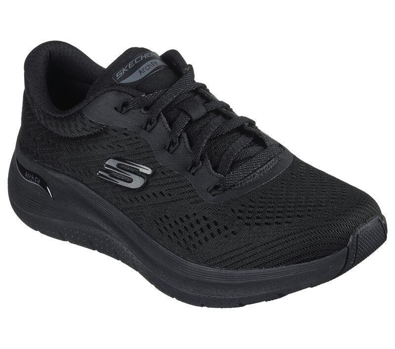 Women's Wide Fit Skechers 150051W Arch Fit 2.0 Big League Trainers - Black