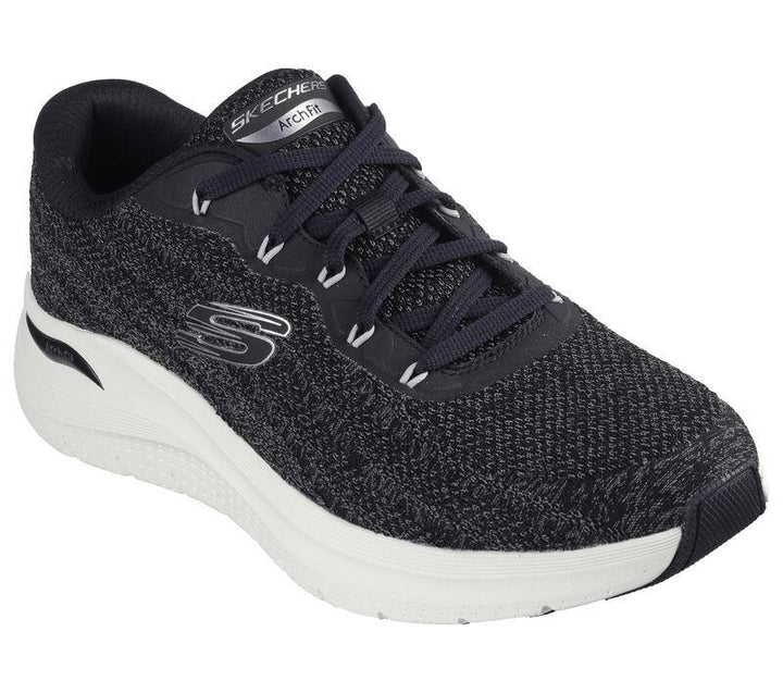 Men's Wide Fit Skechers 232701 Arch Fit 2.0 Road Wave Walking Trainers - Black