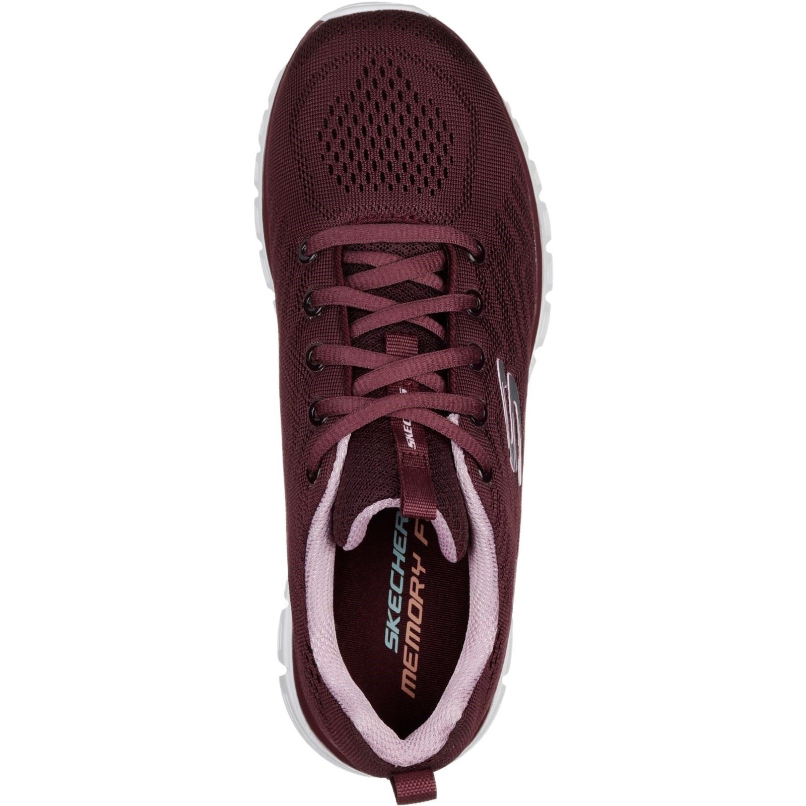 Women s Wide Fit Skechers 12615 Graceful Get Connected Sports Trainers Wine Skechers Wide Fit Shoes Wide Fit Shoes UK