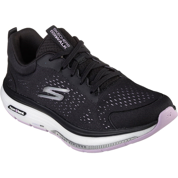 Women's Wide Fit Skechers 124933 Go Walk Workout Walker Trainers Black-2