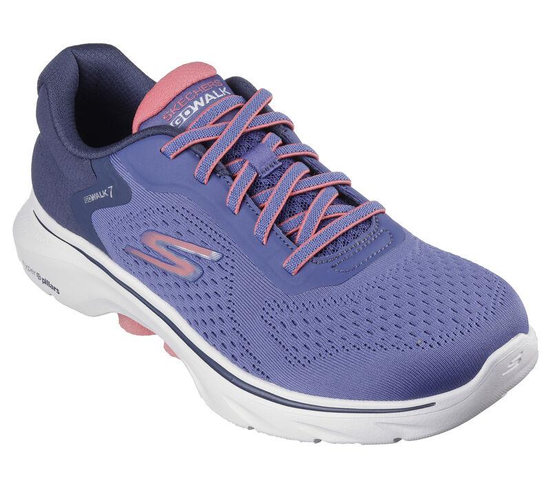 Women's Wide Fit Skechers 125215 Go Walk 7 Cosmic Waves Trainers