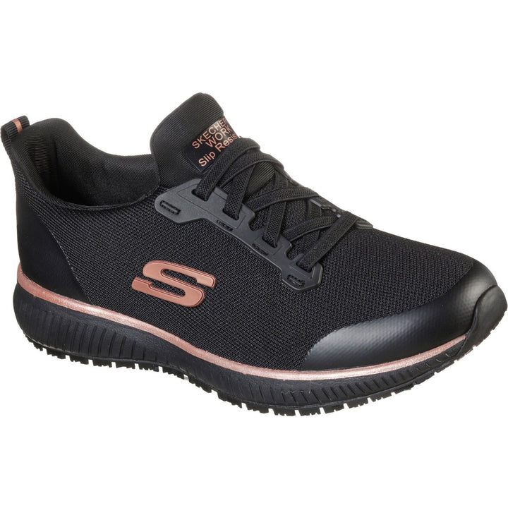 Skechers 77222EC Wide Squad SR Trainers Black Rose-2