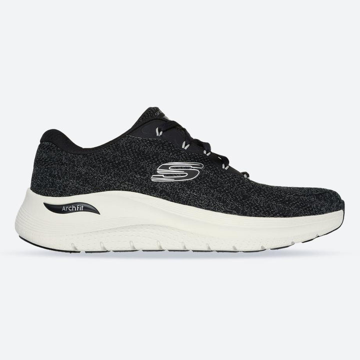 Men's Wide Fit Skechers 232701 Arch Fit 2.0 Road Wave Walking Trainers - Black