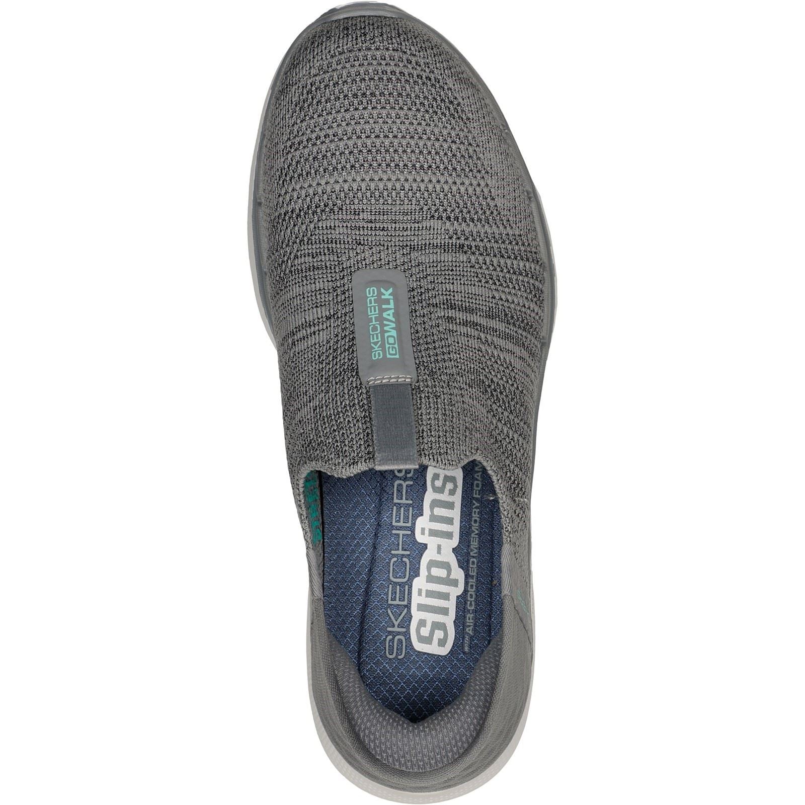 Women s Wide Fit Skechers 124569 Slip ins GO WALK 6 Fabulous View Trainers Grey Skechers Wide Fit Shoes Wide Fit Shoes UK