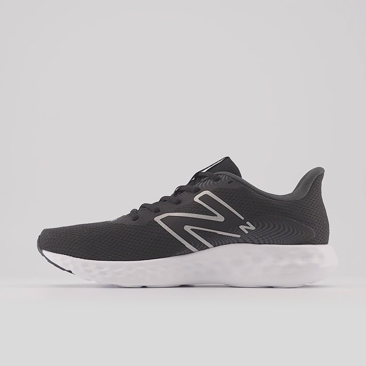 Hombre New Balance M411LB3 Wide Fit Running Trainers - Negro/Blanco